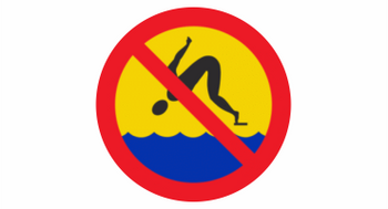 Znak metalowy skakanie do wody zabronione 40cm – odblaskowy