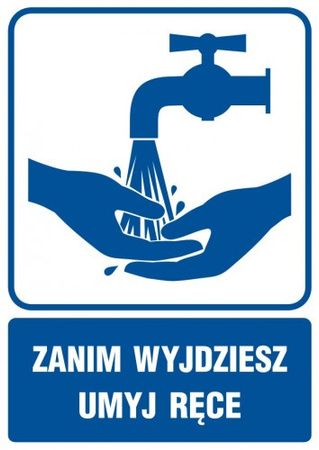 Znak Zanim wyjdziesz umyj ręce na płycie PCV (RB018)