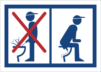 Znak zakaz oddawania moczu na stojąco na Folii Samoprzylepnej (823-09)