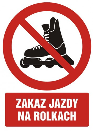 Znak zakaz jazdy na rolkach na płycie PCV (GC067)