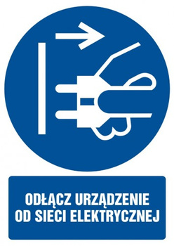 Znak Odłącz urządzenie od sieci elektrycznej na płycie PCV (GL051)