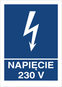 Znak napięcie 230 V na płycie PCV (530-14)