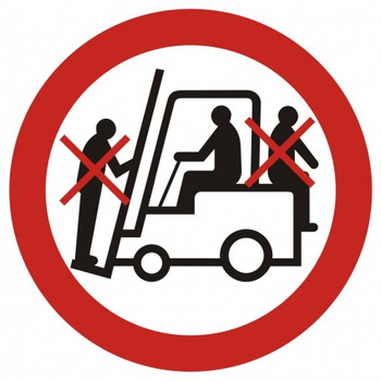 Znak Zakaz przewozu osób na urządzeniach transportowych na Folii Samoprzylepnej (GB002)