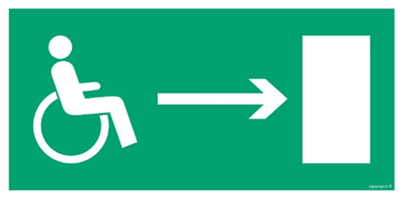Znak kierunek do wyjścia drogi ewakuacyjnej w prawo dla niepełnosprawnych (AC009) Signproject