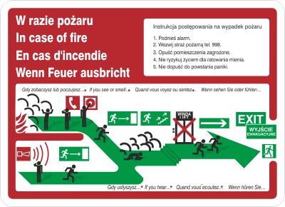 Znak Instrukcja piktograficzna schodami w górę w prawo (222 XK-06)