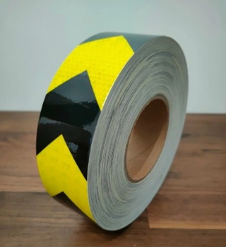 Taśma odblaskowa kierunkowa żółto-czarna 50mm/5m