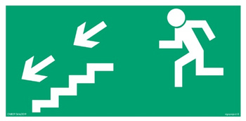 Znak kierunek do wyjścia drogi ewakuacyjnej schodami w dół w lewo (AA005) Signproject