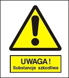 Znak uwaga substancje szkodliwe na płycie PCV (301-06)