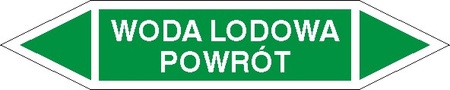 Tabliczka na rurociągi Woda lodowa- powrót znak na płycie PCV (R-W24)