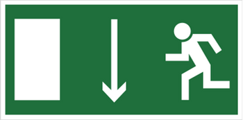 Znak kierunek do wyjścia drogi ewakuacyjnej w dół (drzwi po lewej) (101-04) Techem