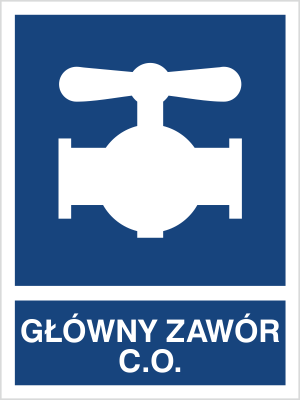 Znak główny zawór C.O. na Folii Samoprzylepnej (867-01)