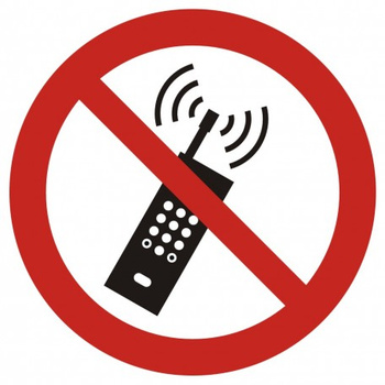Znak zakaz używania telefonów komórkowych na Folii Samoprzylepnej (GAP013)