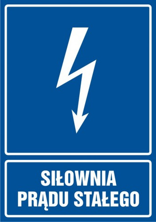 Znak Siłownia prądu stałego na Folii Samoprzylepnej (HG044)