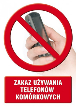 Znak zakaz używania telefonów komórkowych (PC502)