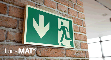 Znak Wyjście ewakuacyjne dół lewe (na sklejce)