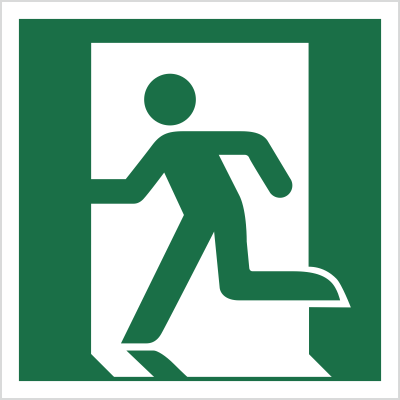 Znak Wyjście ewakuacyjne lewe (E01) (ISO 7010) Techem
