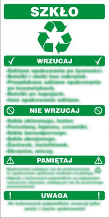 Znak Instrukcja segregacji odpadów- szkło (PA086)
