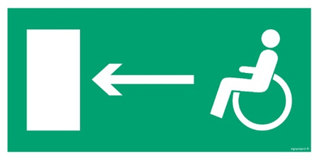 Znak kierunek do wyjścia drogi ewakuacyjnej w lewo dla niepełnosprawnych (AC010) Signproject