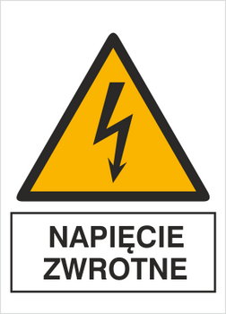 Znak napięcie zwrotne na płycie PCV (330-10)