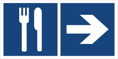Znak restauracja (kierunek w prawo) mniejszy na Folii Samoprzylepnej (865-12)