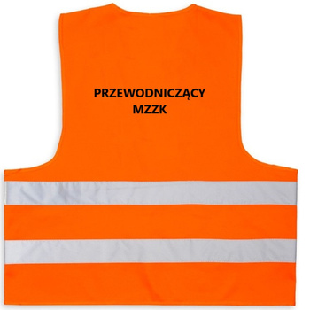 Kamizelka odblaskowa ostrzegawcza pomarańczowa "PRZEWODNICZĄCY MZZK"