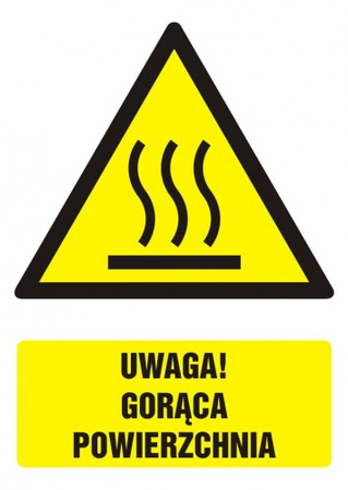 Znak Uwaga! Gorąca powierzchnia na płycie PCV (GF060)