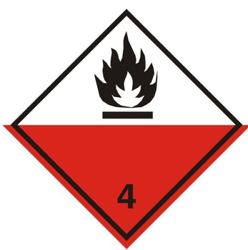 Nalepka materiały samozapalne