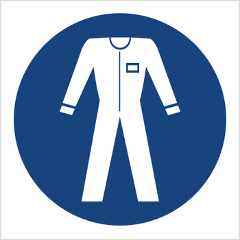 Znak nakaz stosowania odzieży ochronnej na płycie PCV (416)