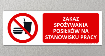 Oznaczenie Zakaz spożywania posiłków na stanowisku prac (Z076)