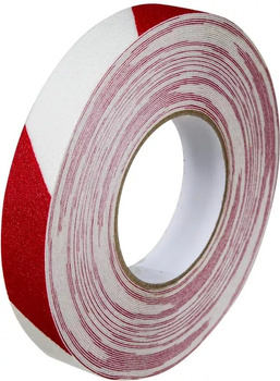 Taśma antypoślizgowa biało-czerwona 25mm/18m