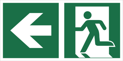 Znak Kierunek do wyjścia ewakuacyjnego w lewo (E01-LL) (ISO 7010) Techem
