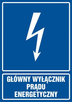 Znak Główny wyłącznik energetyczny prądu na Folii Samoprzylepnej (HG015)