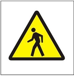 Znak Ostrzeżenie przed pieszymi na płycie PCV (338)