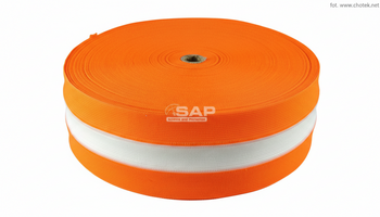 Taśma ostrzegawcza parciana poliestrowa pomarańczowo-srebrna fluorescencyjna 80mm/100m