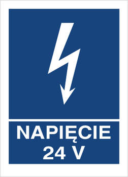 Znak napięcie 24 V na płycie PCV (530-15)