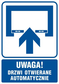Znak Uwaga! Drzwi otwierane automatycznie na Folii Samoprzylepnej (RB013)