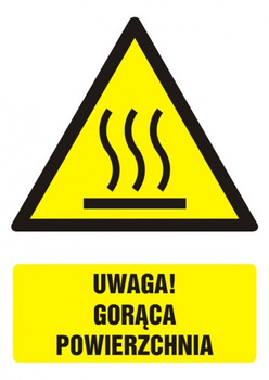 Znak Uwaga! Gorąca powierzchnia na Folii Samoprzylepnej (GF060)