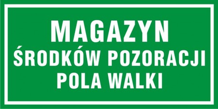 Znak Magazyn środków pozoracji pola walki na płycie PCV (NF021)