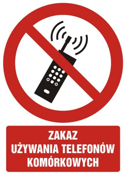Znak Zakaz używania telefonów komórkowych na płycie PCV (GC047)