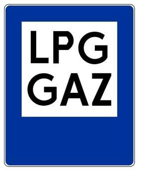 Znak informacyjny METALOWY Stacja paliwowa z gazem do napędu pojazdów (D23a)