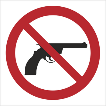 Znak Zakaz wnoszenia broni na Folii Samoprzylepnej (629)