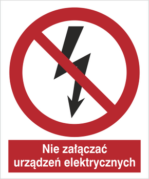 Znak nie załączać urządzeń elektrycznych na płycie PCV (647)