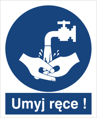 Znak nakaz umycia rąk na Folii Samoprzylepnej (411)