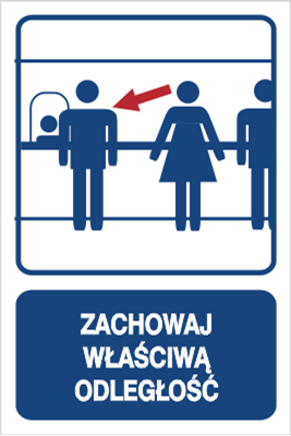 Znak zachowaj właściwą odległość na płycie PCV (823-108)
