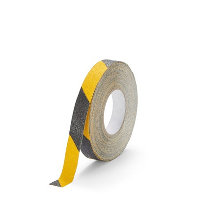 Taśma antypoślizgowa ostrzegawcza ryflowana 25mm/18m  ŻÓŁTO-CZARNA