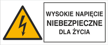 Znak Wysokie napięcie niebezpieczne dla życia na Folii Samoprzylepnej (330-02b)