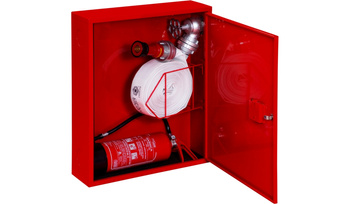 Hydrant wewnętrzny zawieszany DN52 (wąż w koszu) z miejscem na gaśnicę pod spodem - BOXMET