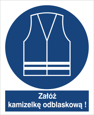 Znak nakaz stosowania kamizelki odblaskowej na Folii Samoprzylepnej (431)