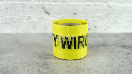 Taśma ostrzegawcza UWAGA WIRUJĄCE ELEMENTY 80mm/100 m