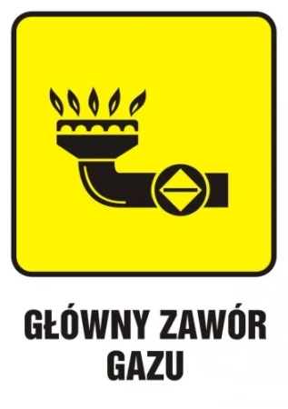 Znak główny zawór gazu (JD001) na Folii Samoprzylepnej